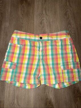 Lucy Multicolor Plaid Cargo Shorts - Pink, Yellow, Green, Blue
